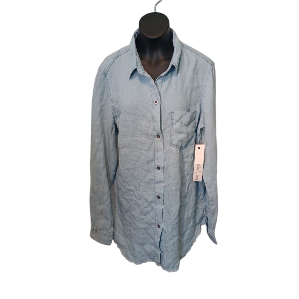 NEW! Linen Blend Tribal Jeans Shirt 6318